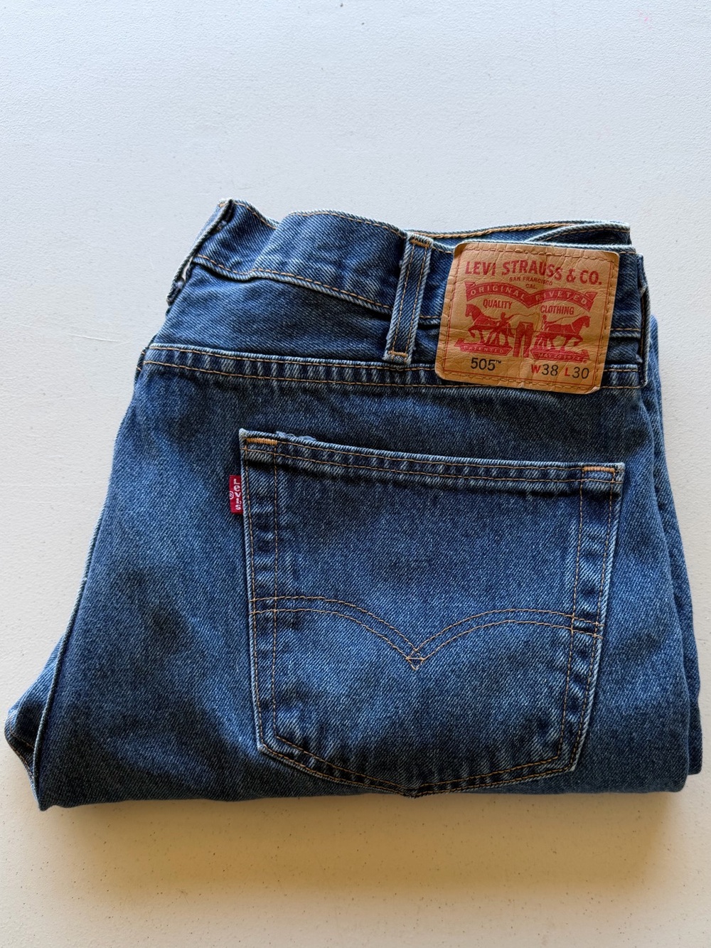 Levi's Men's Dark Blue 505 Straight Jeans 38” Waist, 30” Length